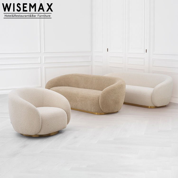 WISEMAX FURNITURE Light luxury European style modern curved shape leisure sofa for living room