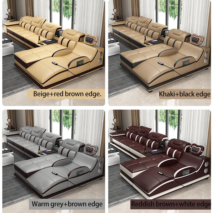 Sofa Living Room Furniture Simple Corner Multi-functional Massage Wash-free Sofa Combination Size Apartment Modern Art Leather