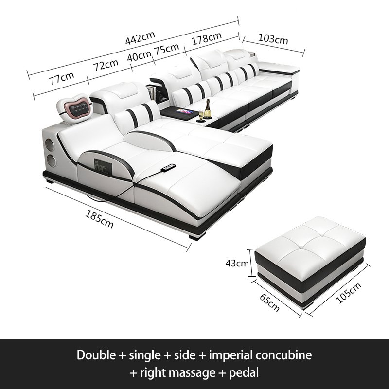 Sofa Living Room Furniture Simple Corner Multi-functional Massage Wash-free Sofa Combination Size Apartment Modern Art Leather
