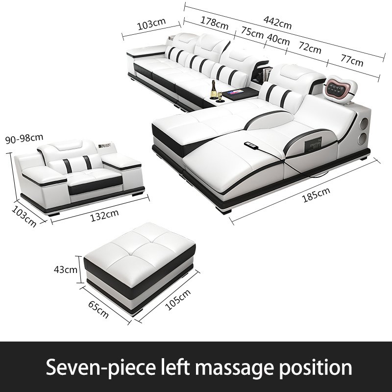 Sofa Living Room Furniture Simple Corner Multi-functional Massage Wash-free Sofa Combination Size Apartment Modern Art Leather