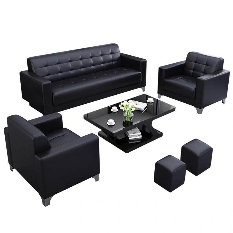 Furniture wholesale leather office sofa modern simple business reception three seat sofa