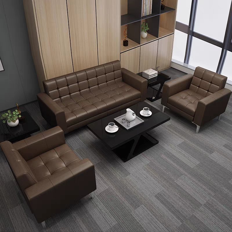 Furniture wholesale leather office sofa modern simple business reception three seat sofa