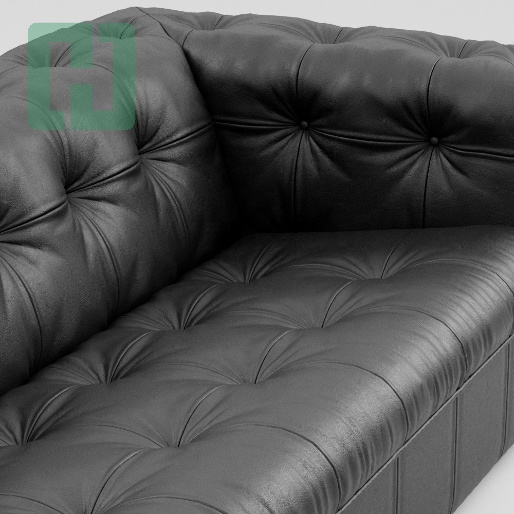 Unionwood Italian Modern Black Top Leather Sofa Chesterfield Leather Sofa For Living Room Office Sofas
