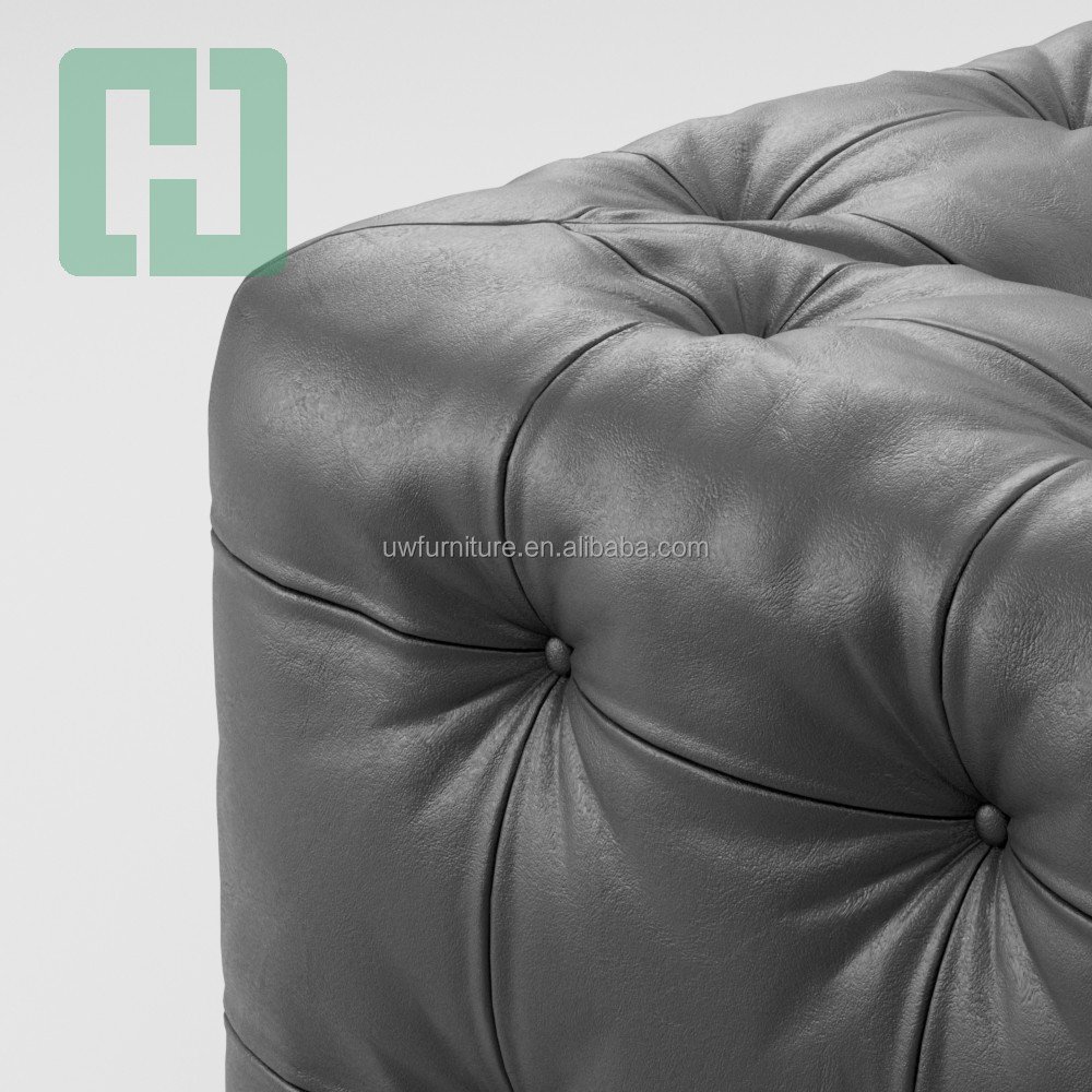 Unionwood Italian Modern Black Top Leather Sofa Chesterfield Leather Sofa For Living Room Office Sofas