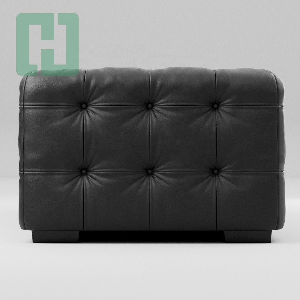 Unionwood Italian Modern Black Top Leather Sofa Chesterfield Leather Sofa For Living Room Office Sofas