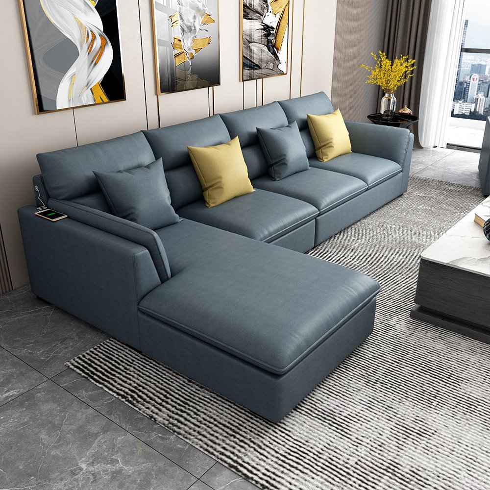 Luxury Modern Waterproof Fabric Velvet Grey l Shape Single 3 Seater Sectional Hotel Sofa Set Furniture Couch Living Room Sofas