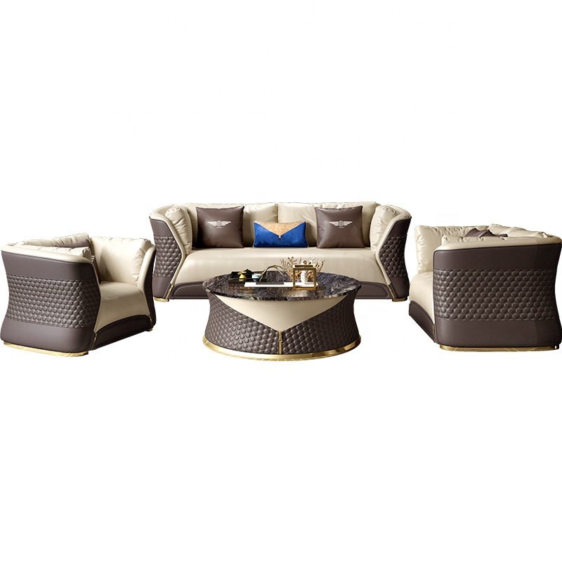 New Design Post-modern affordable luxury leather sofa villa apartment living room combination luxury villa furniture