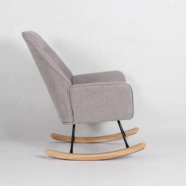 Modern Wingback Lazy Chair Sofa Pink Living room linen Accent Leisure Rocking Chairs