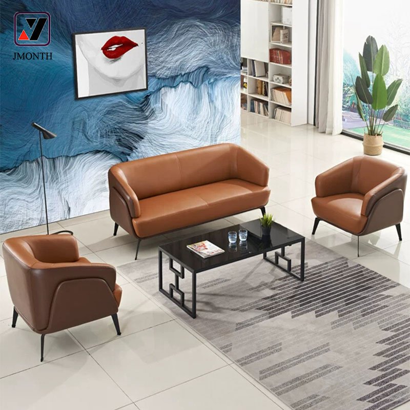 Simple Design Executive Office Sofa Commercial Waiting Area Leather Office Sofa Set Furniture