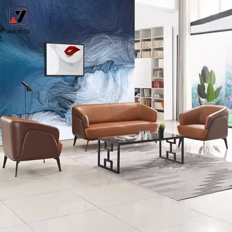 Simple Design Executive Office Sofa Commercial Waiting Area Leather Office Sofa Set Furniture