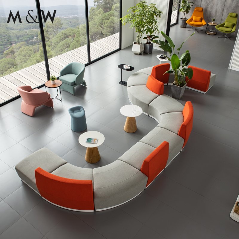 M&W Modern waiting room furniture sectional luxury visitor office reception sofa set