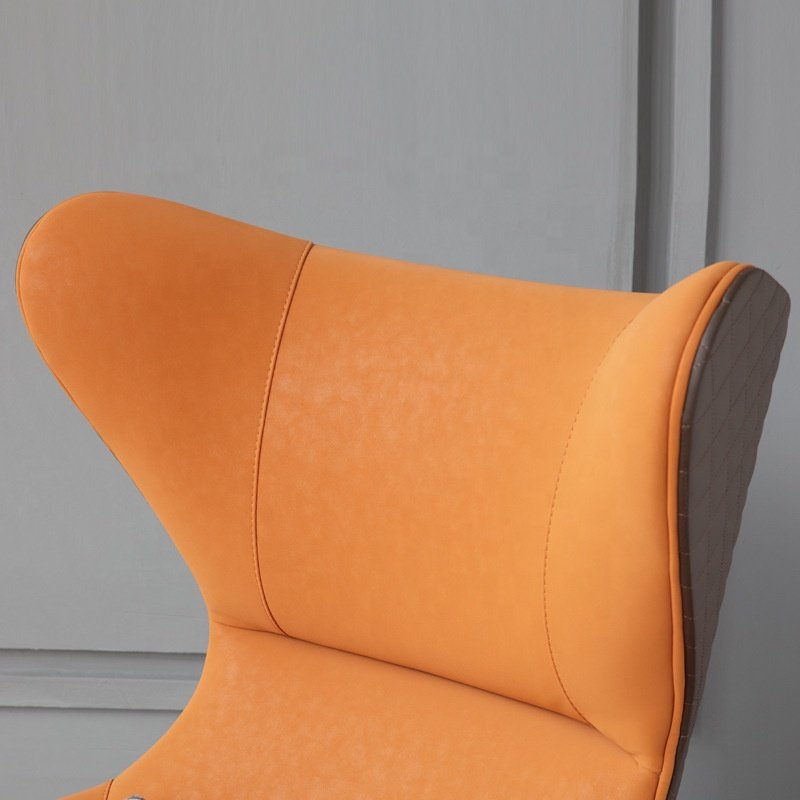 Salon Luxury Nordic snail chair light Orange Leather Leisure High Back Accent Chair