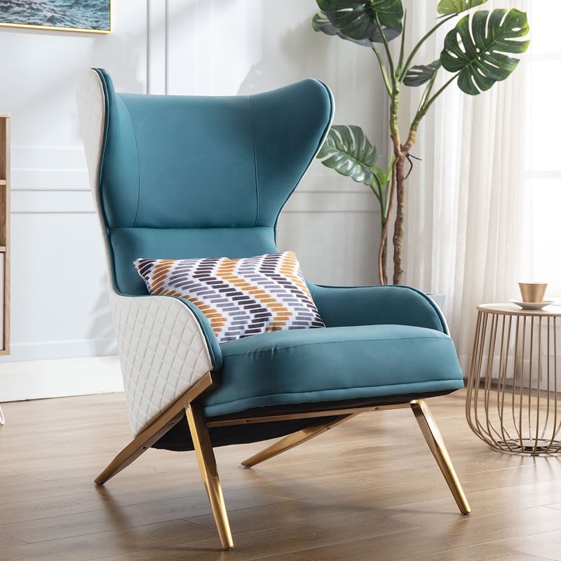 Salon Luxury Nordic snail chair light Orange Leather Leisure High Back Accent Chair