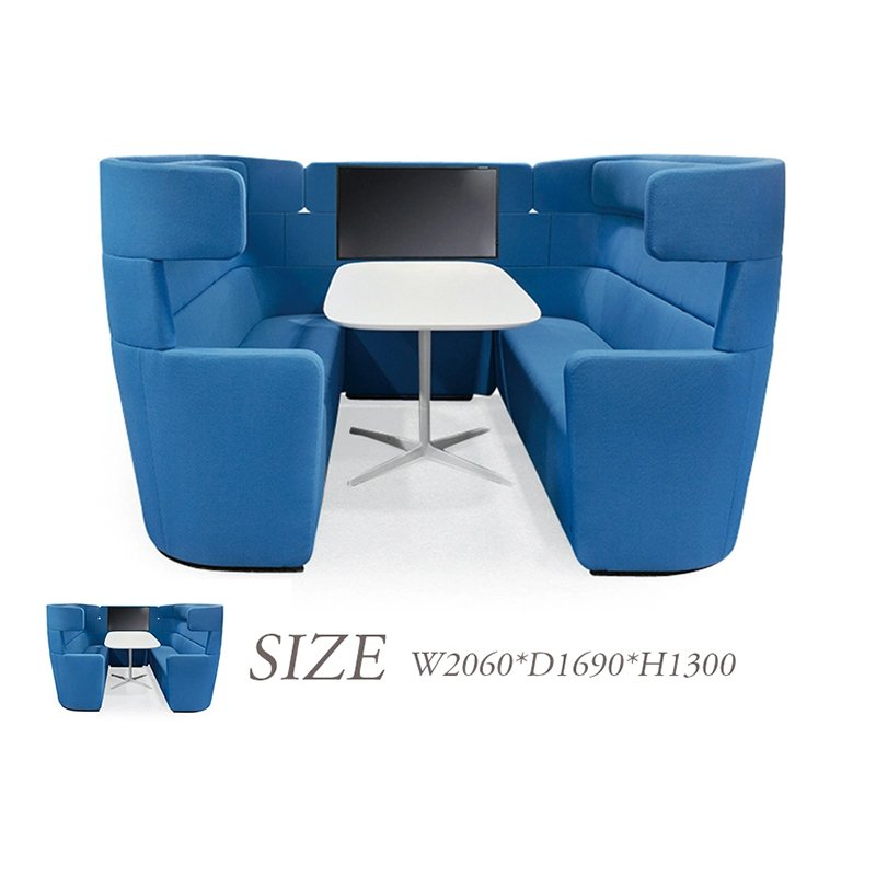 Sectional Sofa Waiting Room Meeting Booth Private Acoustic Office Meeting Pod Public Area Modular Modern with Office Table Set