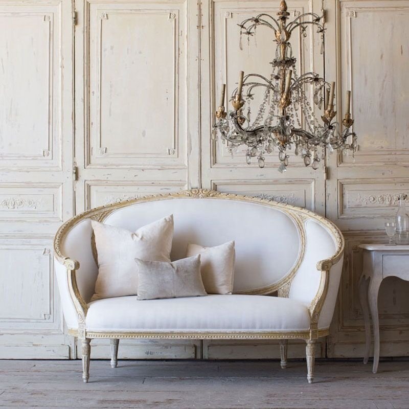 High Quality sitting room French antique classic wood love seat wedding sofa design living