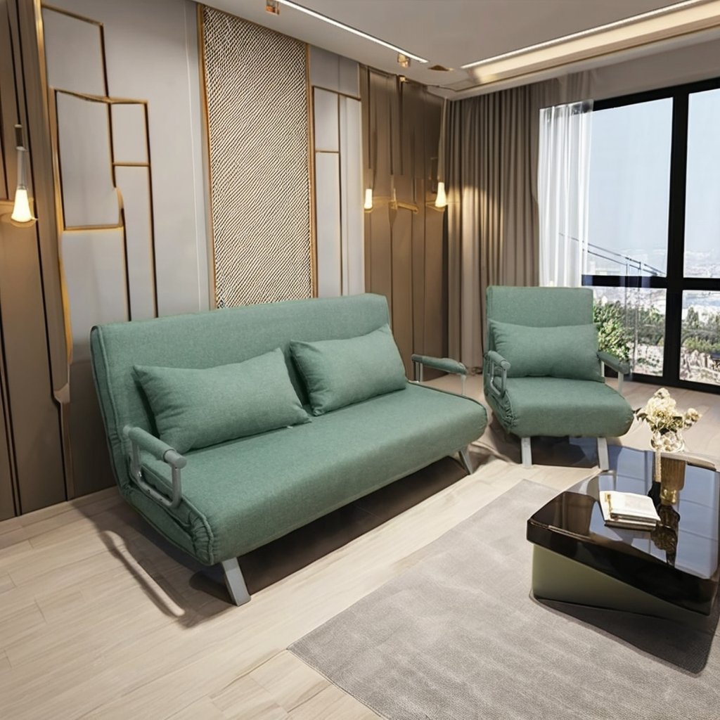 Modern Three-Seater Pull-Out Folding Futon Sofa Bed Full Steel Structure Cheap Fabric Metal Frame Hotels-China Supper Furniture