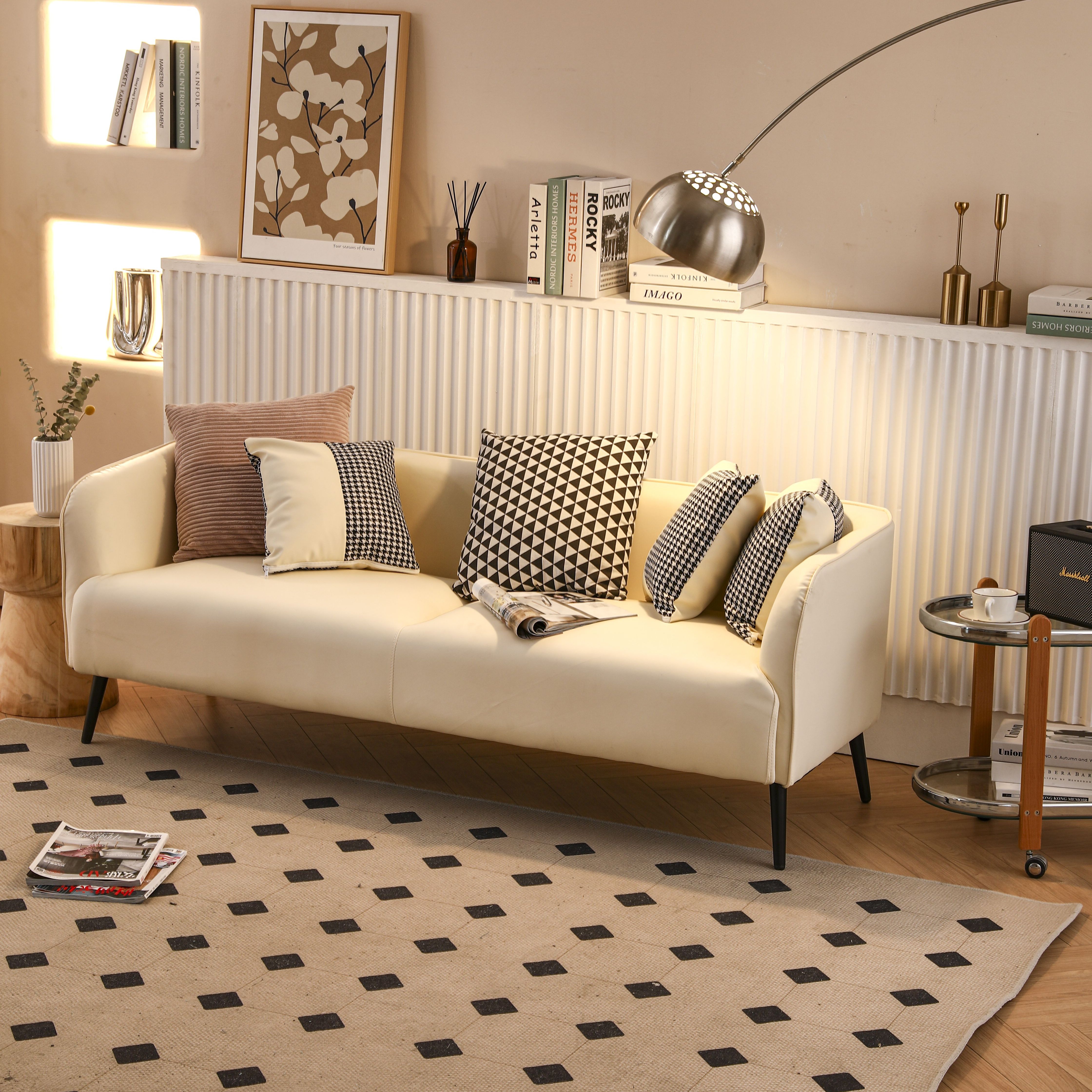 WUYE Contemporary modern three seater leather sofa living room office sofa set