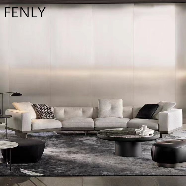 Italian Luxurious Minimalist Fabric Upholstery L Shaped Corner Modular Couch Living Room Sectional Home Villa Bedrooms Outdoor