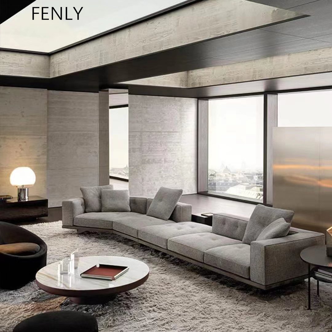 Italian Luxurious Minimalist Fabric Upholstery L Shaped Corner Modular Couch Living Room Sectional Home Villa Bedrooms Outdoor
