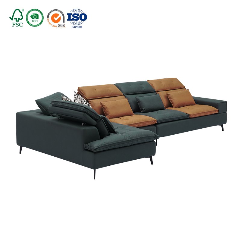 Modern Italian style 5 seater yellow office sofa set sectional chaise lounge L shape sofa