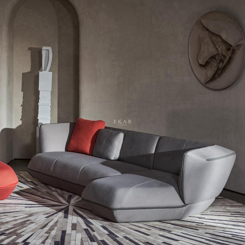 Nordic Design 3 Seater Floor Sofa Luxury L Shape Fabric Wedding Couch Grey Living Room Sofas for Villa