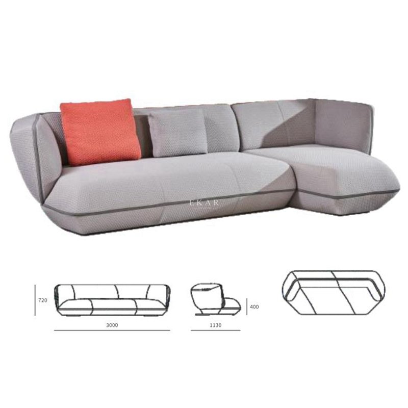 Nordic Design 3 Seater Floor Sofa Luxury L Shape Fabric Wedding Couch Grey Living Room Sofas for Villa