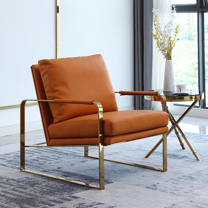Modern Living Room Luxury Lounge Furniture Single Seat Chairs Vintage Leather Armchair Leisure Sofa Chair