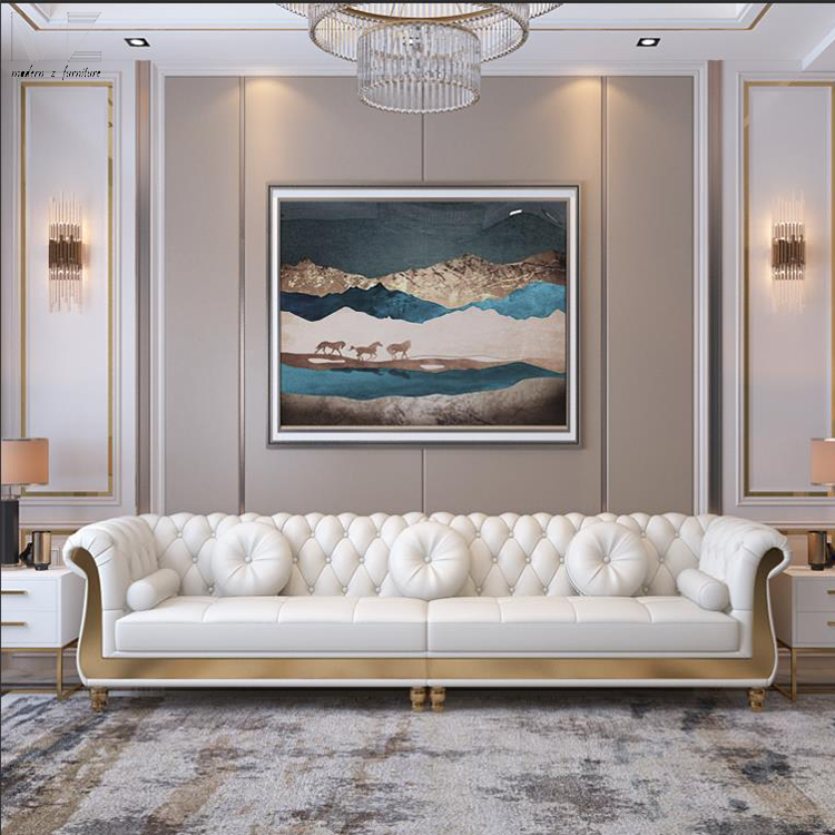 Hotel Single 3 4 Seater Modern Pu Leather L Shape Sectional Chesterfield Sofa Set Living Room Furniture For Home Luxury