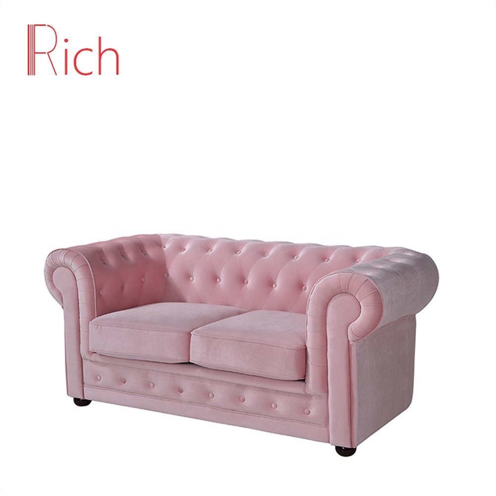 Wholesale Furniture Factory Direct Pink Velvet Chesterfield Sofa Living Room Couch Furniture
