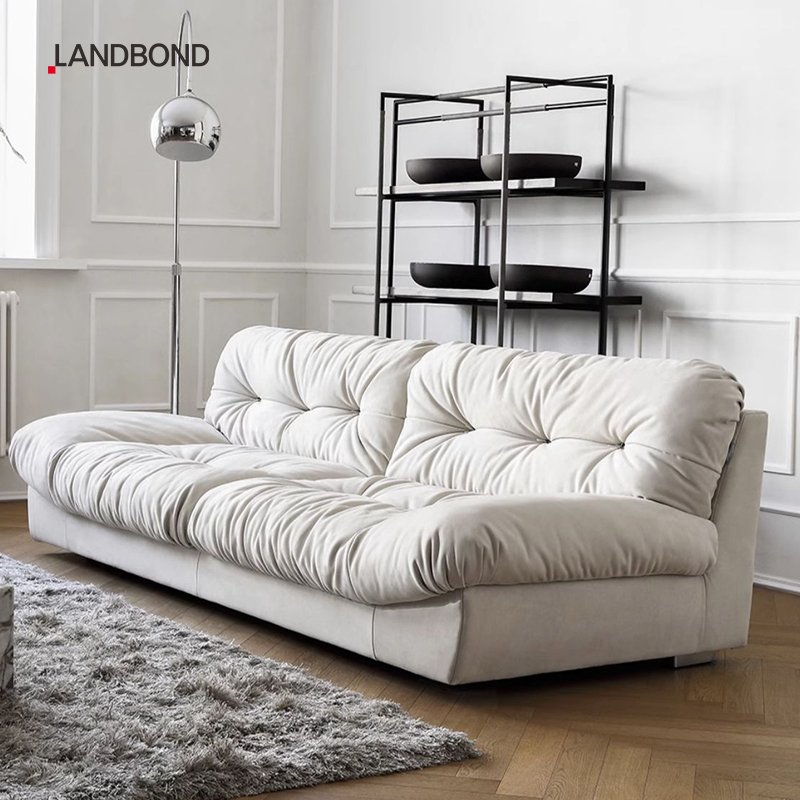 French beige living room set comfortable white sectional modular Velvet Boucle sofa designer cloud couch nordic sofa for villa