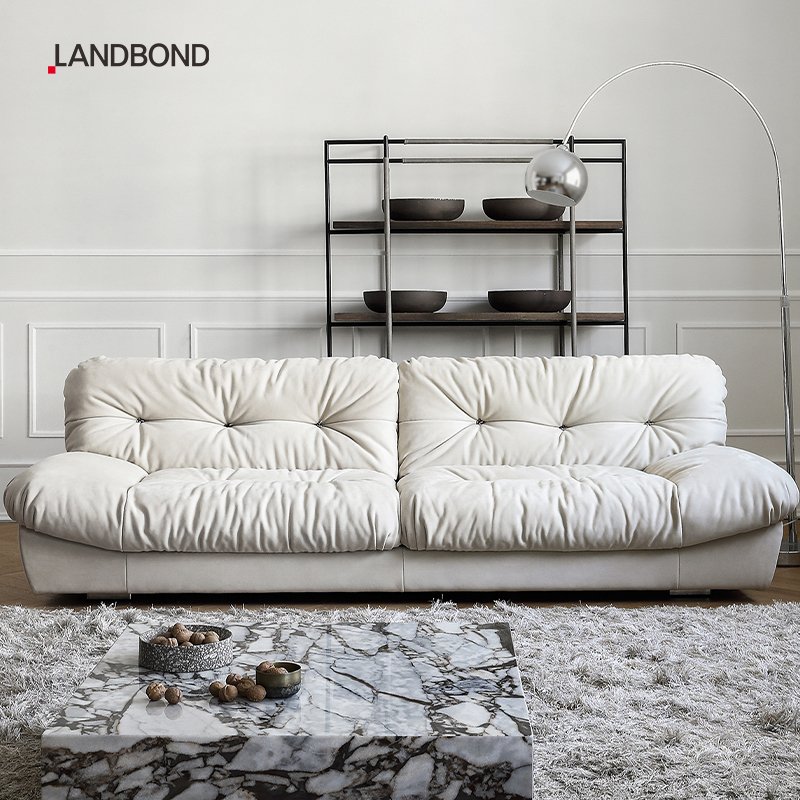 French beige living room set comfortable white sectional modular Velvet Boucle sofa designer cloud couch nordic sofa for villa