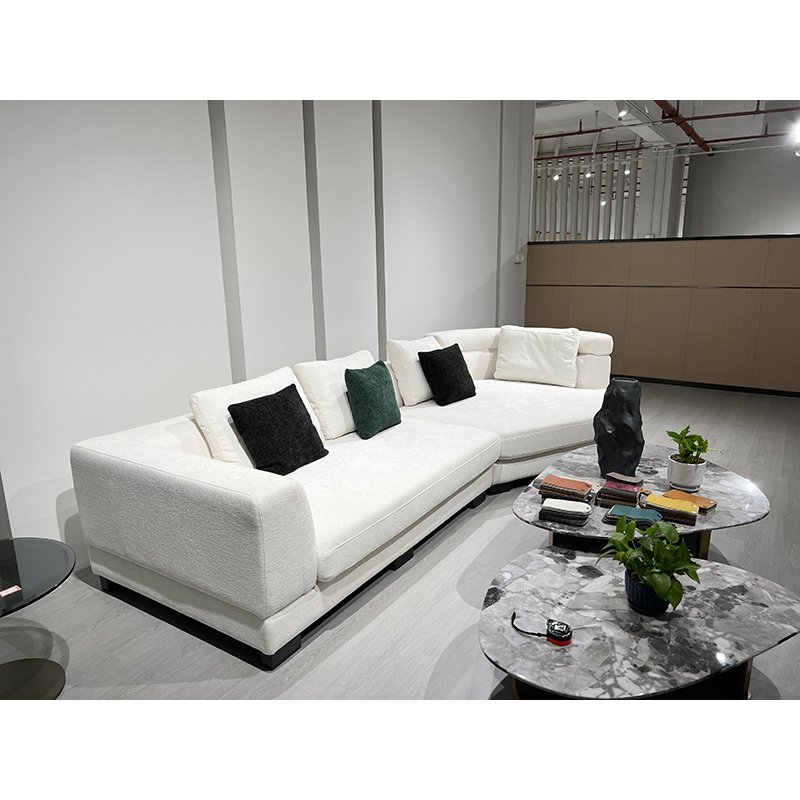 Minimalist Cotton and Linen Chaise Longue Combination Corner Sofa Modern Minimalist Living Room Technology Fabric Sofa