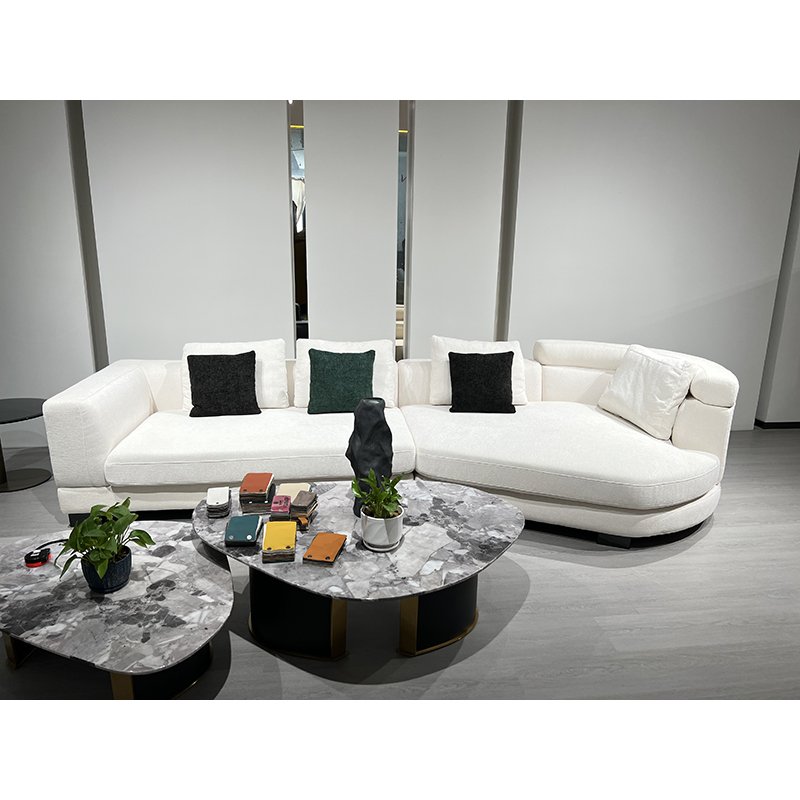 Minimalist Cotton and Linen Chaise Longue Combination Corner Sofa Modern Minimalist Living Room Technology Fabric Sofa