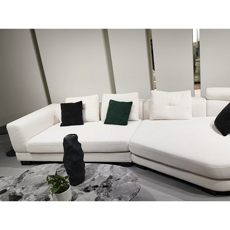 Minimalist Cotton and Linen Chaise Longue Combination Corner Sofa Modern Minimalist Living Room Technology Fabric Sofa