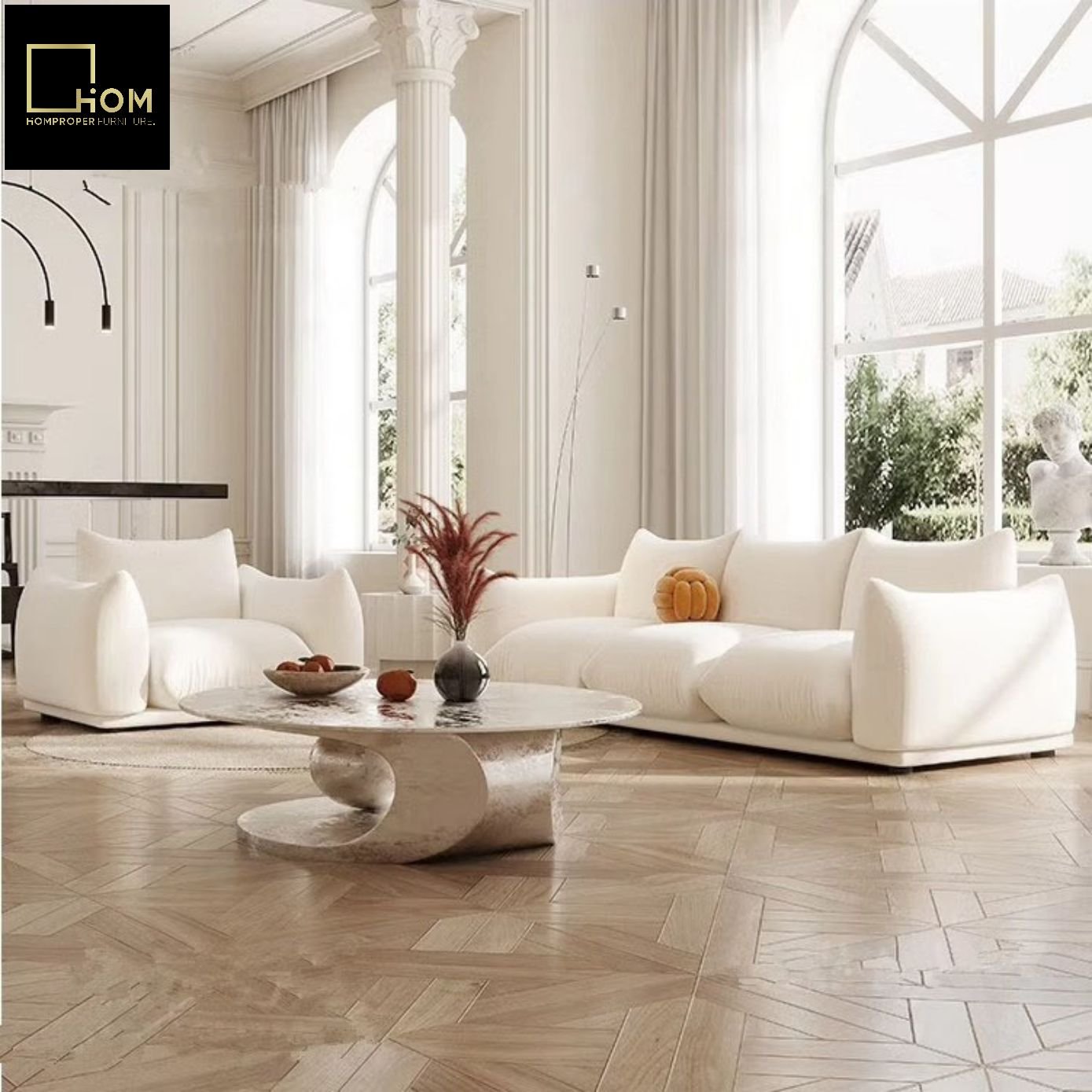 Living room designer Japanese cream style small apartment straight fabric sofa Nordic wabisabi small apartment bread combination