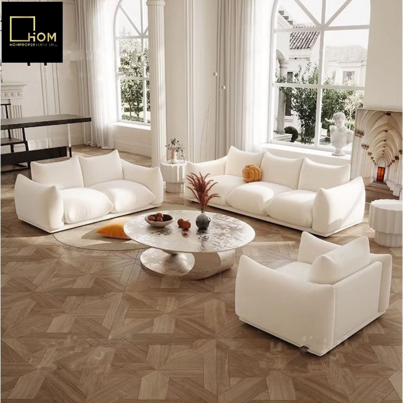 Living room designer Japanese cream style small apartment straight fabric sofa Nordic wabisabi small apartment bread combination