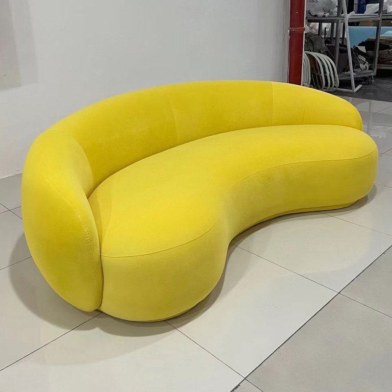 Modern living room white boucle corner couch luxury velvet curved crescent sectional sofa designs semi circle moon shaped sofa