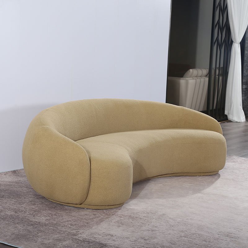 Modern living room white boucle corner couch luxury velvet curved crescent sectional sofa designs semi circle moon shaped sofa