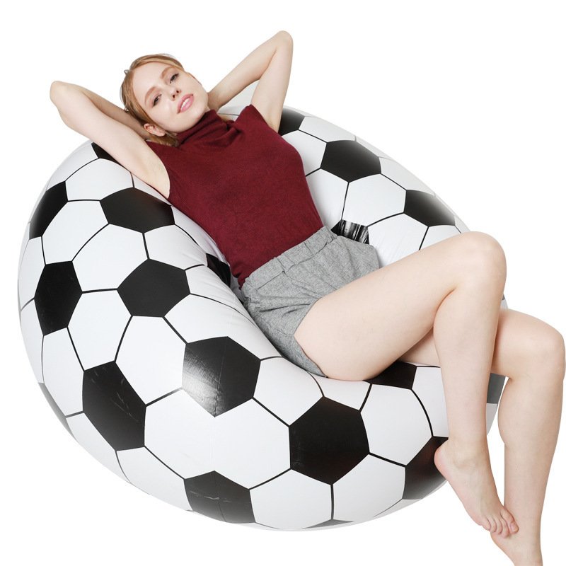 Football shape inflatable pvc sofa living room furniture foldable sofa without legs outdoor large sleeping chair wholesale lazy