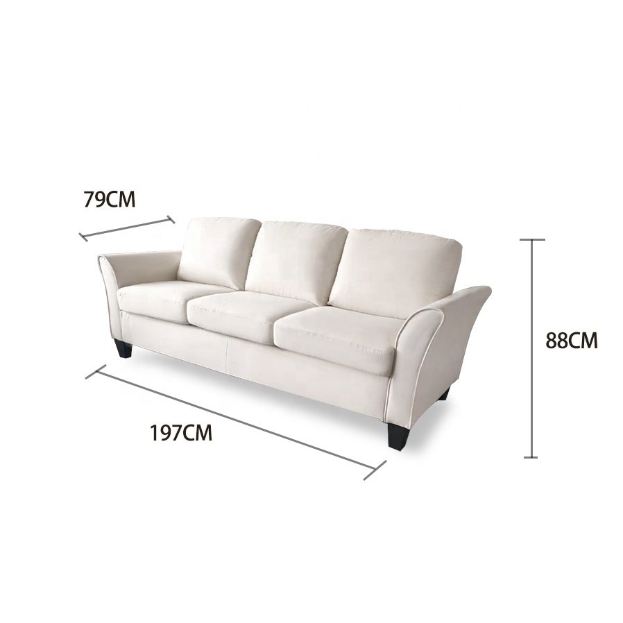 Cheap Price European Design Living Room Sofa Modern 3 Seater Sofa with White Fabric