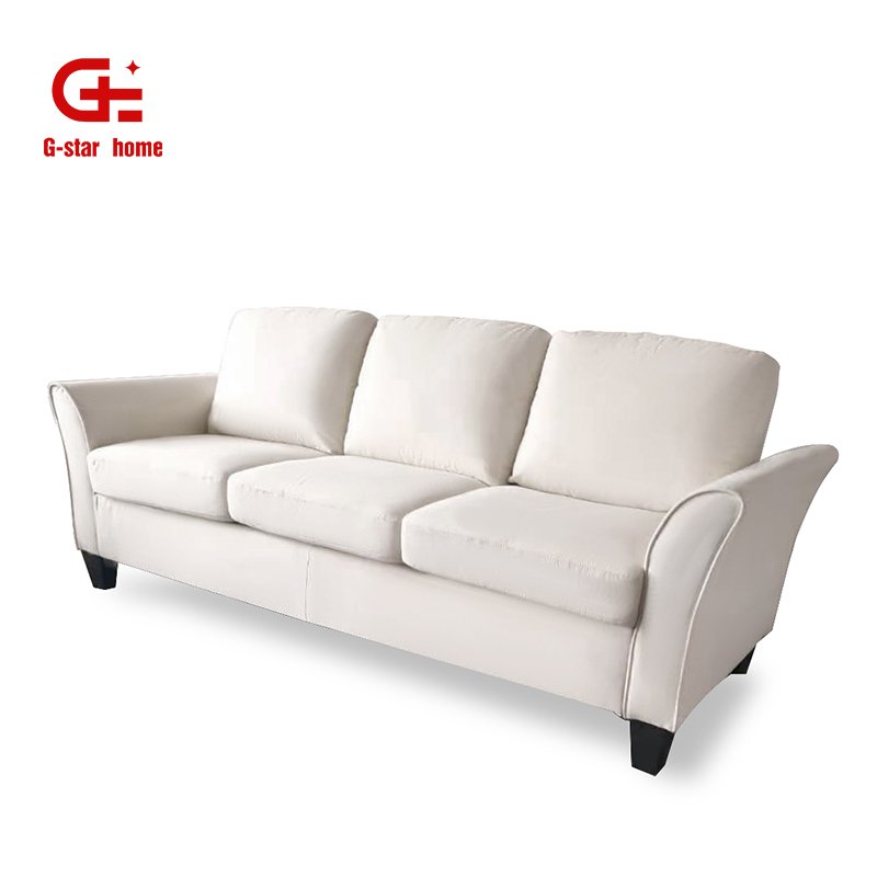 Cheap Price European Design Living Room Sofa Modern 3 Seater Sofa with White Fabric