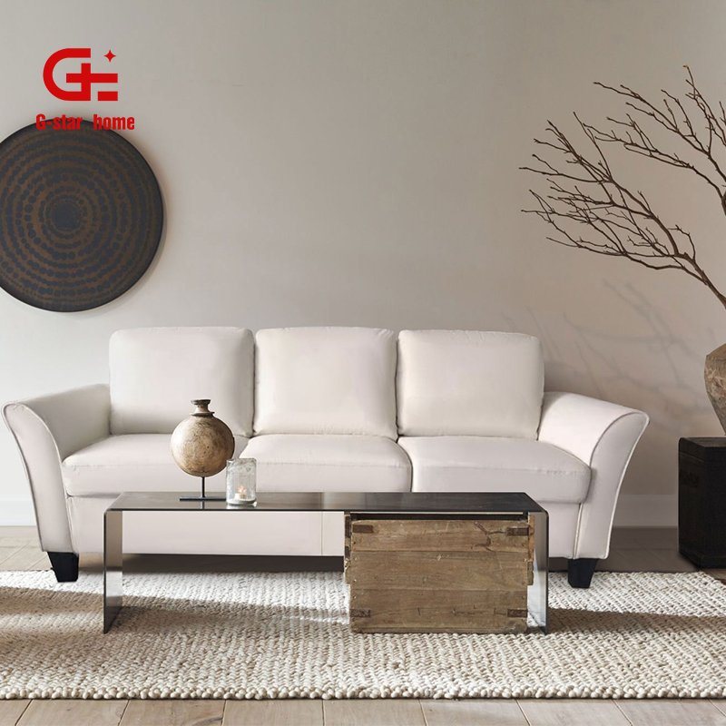 Cheap Price European Design Living Room Sofa Modern 3 Seater Sofa with White Fabric