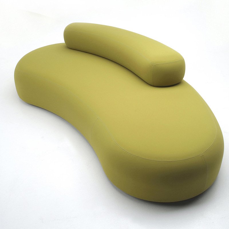 Modern Italian Style Office Reception Sofa Set Curved Fabric Sofa for Small Living Rooms Solid Wood Frame High Resilience Foam