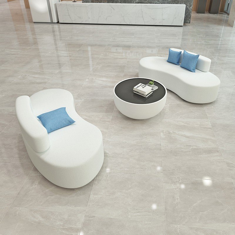 Modern Italian Style Office Reception Sofa Set Curved Fabric Sofa for Small Living Rooms Solid Wood Frame High Resilience Foam