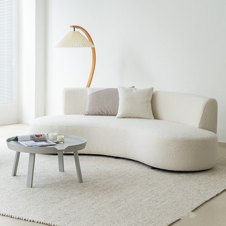 Italian Minimalist Office Reception Sofa Set New Curved Fabric Sofa Creamy Small Living Room Furniture