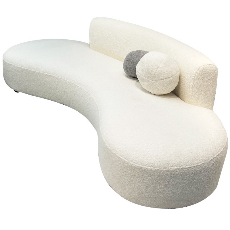 Italian Minimalist Office Reception Sofa Set New Curved Fabric Sofa Creamy Small Living Room Furniture