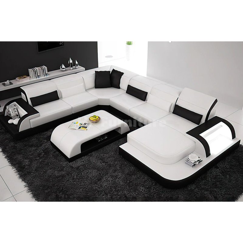 Customizable Couches Nordic C Shaped Sofa Set Leather Recliner Sofa For Home Living Room Set