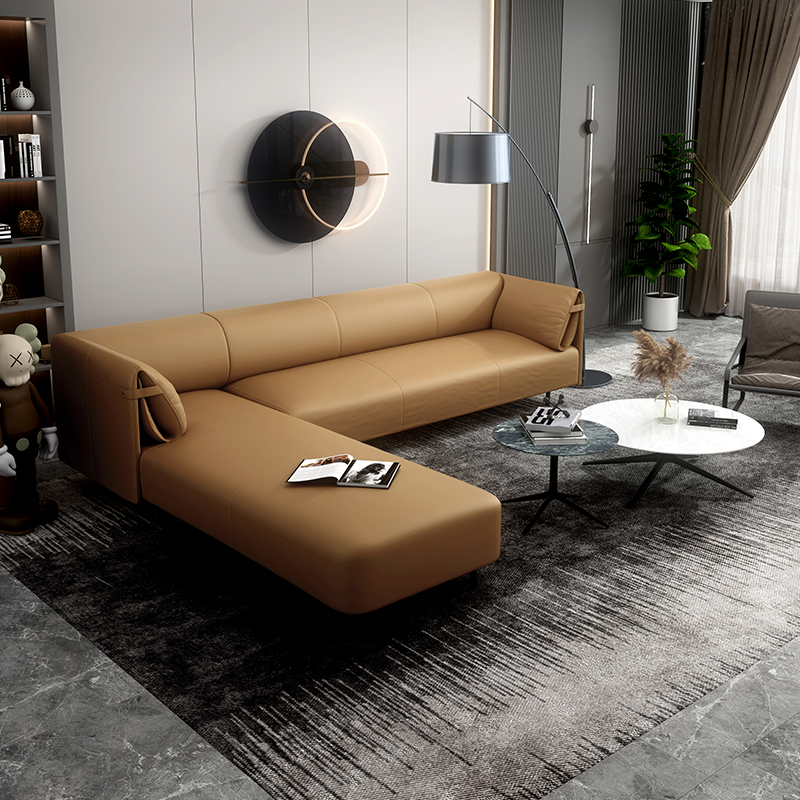 American Leisure Elegant Couch Living Room Sofas Brown Pu Leather Commercial Office Sofa Sectional Sofa