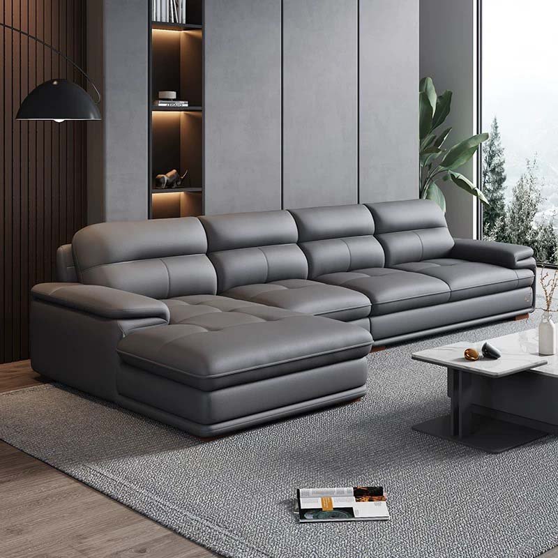 Home Furniture Living Room Sofa Furniture Leather Corner Sofa Set Living Room Modern Sectional Sofa Set With Ottoman