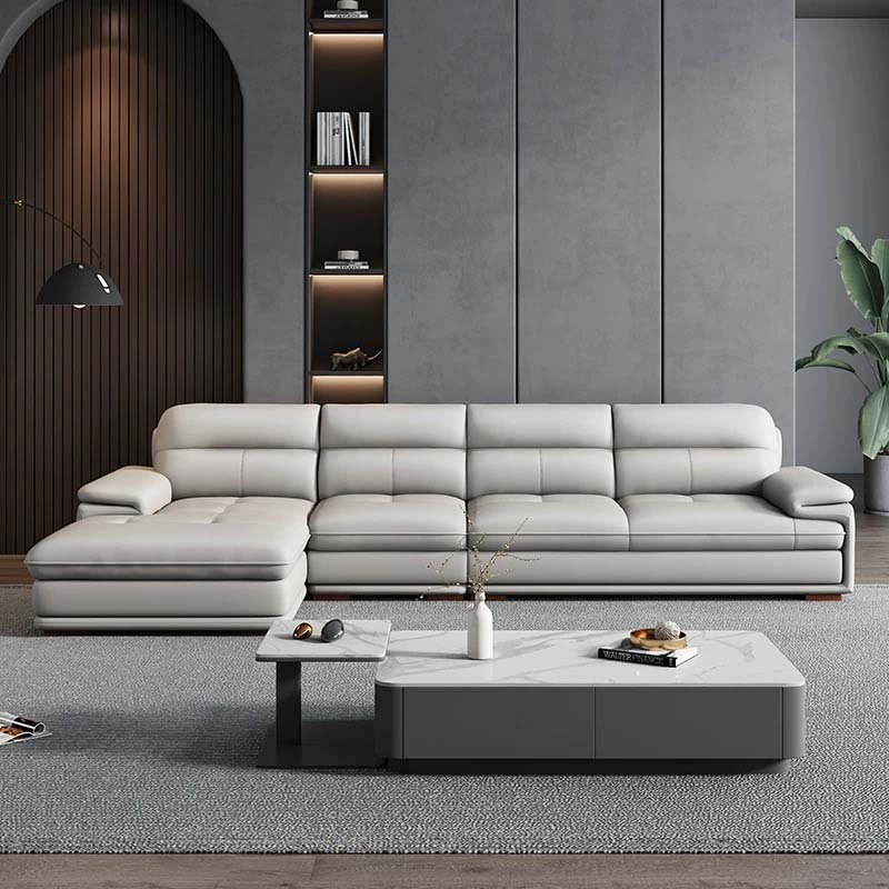 Home Furniture Living Room Sofa Furniture Leather Corner Sofa Set Living Room Modern Sectional Sofa Set With Ottoman